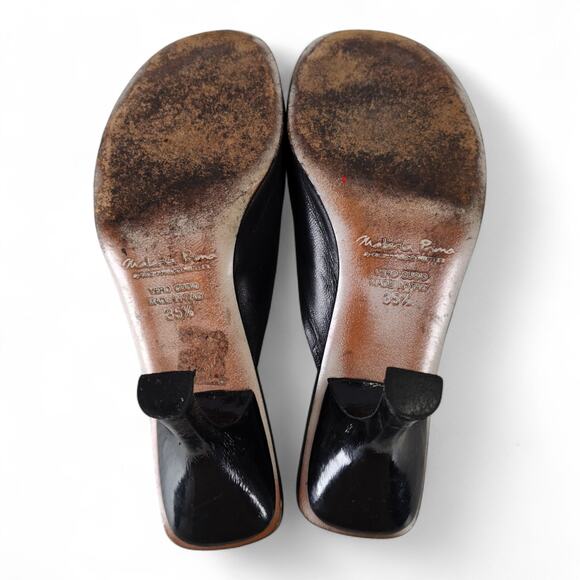 Materia Prima Goffredo Fantini Black Leather Mules 35.5 Made in Italy Heels - Picture 2 of 14